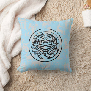 Zodiac Pattern Z02 - Schorpioen.w L Blauw BG Kussen