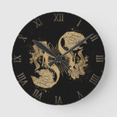 Zodiac Pisces | Cosmic Gold en Black Astrology La Ronde Klok (Voorkant)