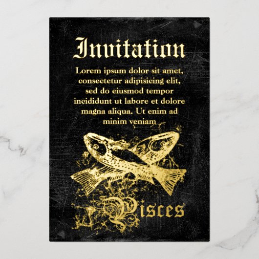 Zodiac Pisces Folie Uitnodiging (Voorkant)