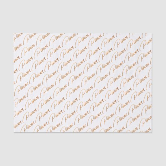 Zodiac "Pisces" Gold Script Tissue Paper Tissuepapier (Voorkant)