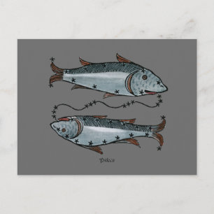 Zodiac: Pisces in kleur Briefkaart