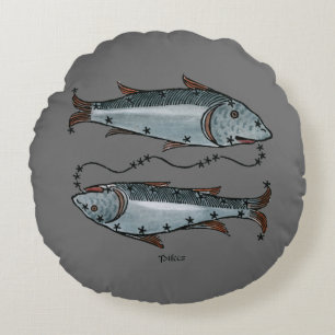 Zodiac: Pisces in kleur Rond Kussen