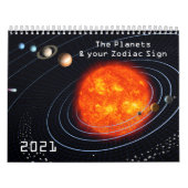 Zodiac Planets Glitter Star Signs 12 maanden 2021 Kalender (Hoes)