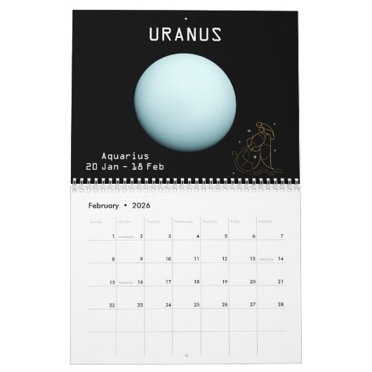 Zodiac Planets Glitter Star Signs 12 maanden 2021 Kalender (Feb 2026)