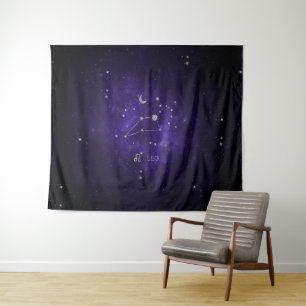 Zodiac Purple Leeuw   Kosmisch Astrologie Horoscoo Wandkleed