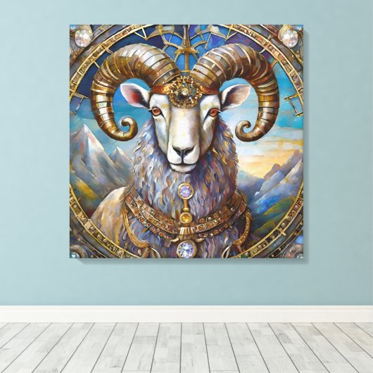 Zodiac - Ram de Ram Canvas Afdruk (Insitu (Houten vloer))