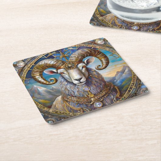 Zodiac - Ram de Ram Kartonnen Onderzetters (Schuin)