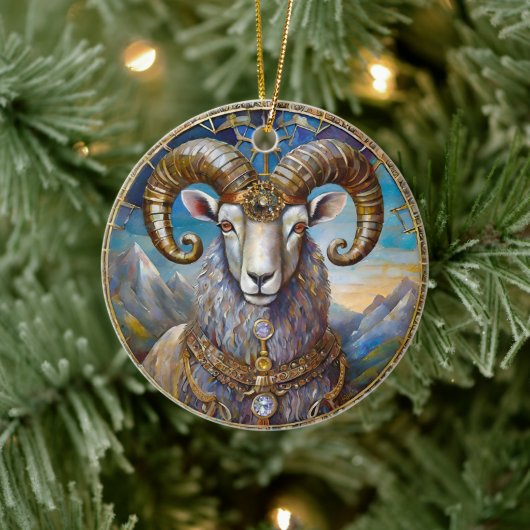 Zodiac - Ram de Ram Keramisch Ornament (Boom)