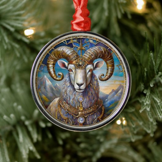 Zodiac - Ram de Ram Metalen Ornament (Boom)