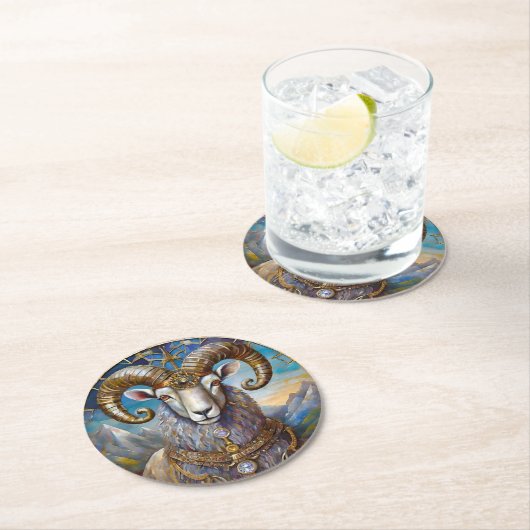 Zodiac - Ram de Ram Ronde Kartonnen Onderzetter (Insitu)