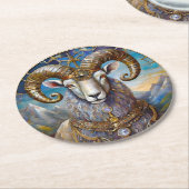 Zodiac - Ram de Ram Ronde Kartonnen Onderzetter (Gebogen)