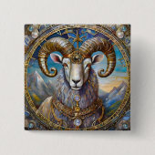 Zodiac - Ram de Ram Vierkante Button 5,1 Cm (Voorkant)