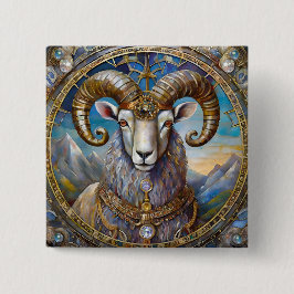 Zodiac - Ram de Ram Vierkante Button 5,1 Cm