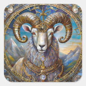 Zodiac - Ram de Ram Vierkante Sticker (Voorkant)