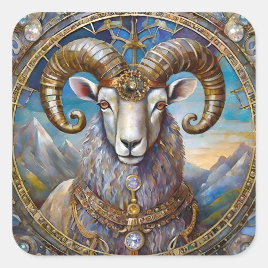 Zodiac - Ram de Ram Vierkante Sticker (Voorkant)