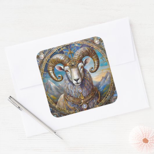 Zodiac - Ram de Ram Vierkante Sticker (Envelop)