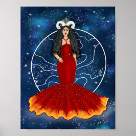 Zodiac Ram Godin met Planet Mars Celestial Poster