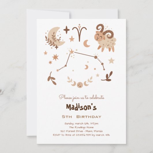 Zodiac Ram kinderen verjaardag Kaart (Voorkant)