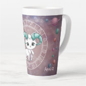 Zodiac Ram Schattigee Cat Wheel Planet Astrologie Latte Mok (Rechterhoek)