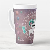 Zodiac Ram Schattigee Cat Wheel Planet Astrologie Latte Mok (Linkerhoek)