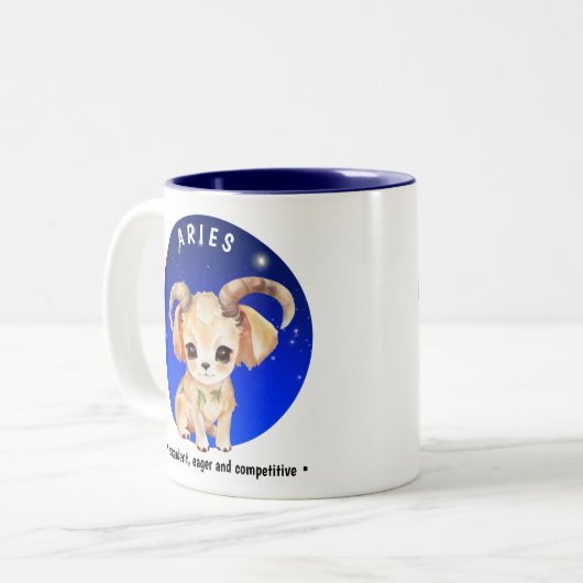 Zodiac Ram Schattigee Waterverf Dog aangepaste naa Tweekleurige Koffiemok (Voorkant links)