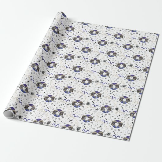 Zodiac Ram Wrapping Paper Cadeaupapier (Uitgerold)