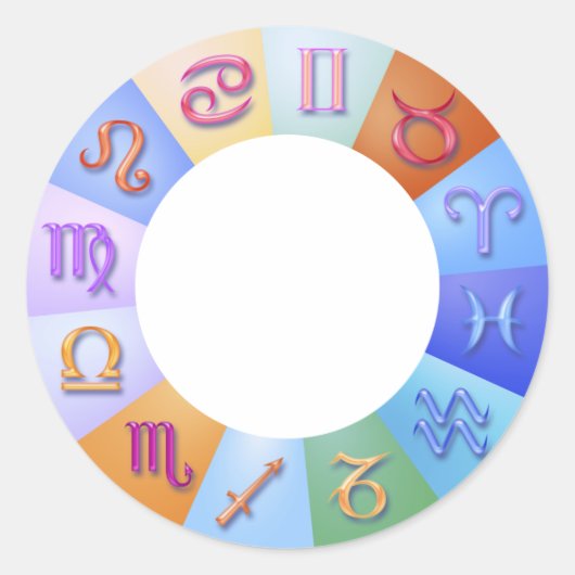 Zodiac Ring Ronde Sticker (Voorkant)