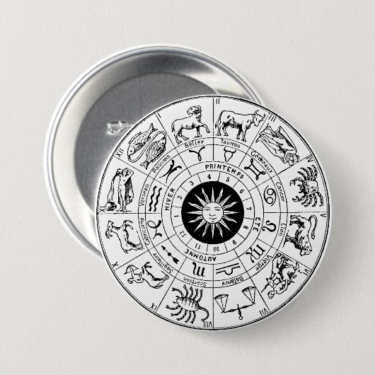 Zodiac Ronde Button 7,6 Cm (Voorkant /achterkant)
