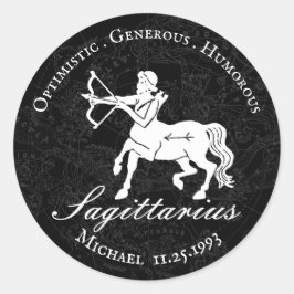 Zodiac Sagittarius Astrology Custom  Black Ronde Sticker