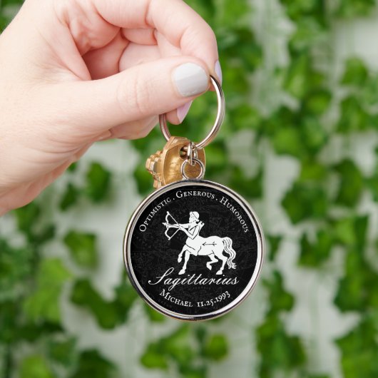 Zodiac Sagittarius Astrology Custom Black Sleutelhanger (Hand)