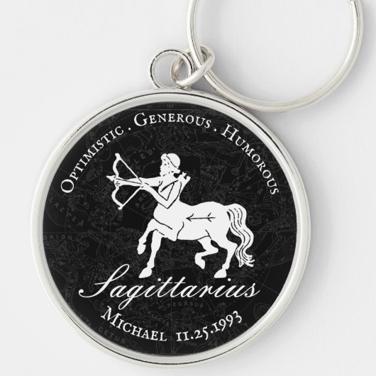 Zodiac Sagittarius Astrology Custom  Black Sleutelhanger (Voorkant)