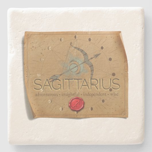 Zodiac - Sagittarius - Coaster Stenen Onderzetter (Voorkant)