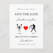 Zodiac Save the Date (Schorpioen/Weegschaal) Wit Aankondigingskaart (Voorkant)