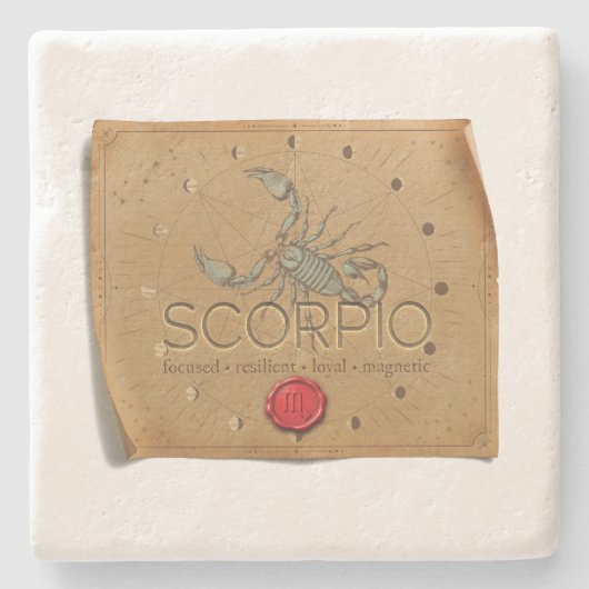 Zodiac - Scorpio - Coaster Stenen Onderzetter (Voorkant)