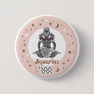 Zodiac Sign Aquarius Ronde Button 5,7 Cm
