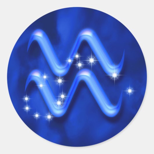 Zodiac sign Aquarius Ronde Sticker (Voorkant)