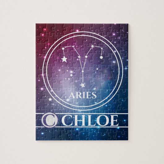 Zodiac Sign ARIES Paars Night Sky Stars Name Legpuzzel (Verticaal)