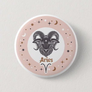 Zodiac Sign Aries Ronde Button 5,7 Cm