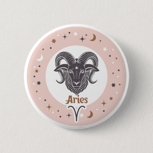 Zodiac Sign Aries Ronde Button 5,7 Cm (Voorkant)