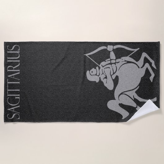 Zodiac Sign Black en Gray Sagittarius Horse Man Strandlaken (Voorkant)