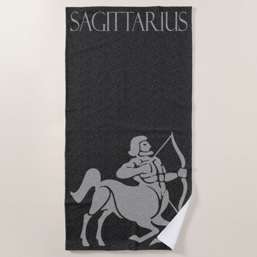 Zodiac Sign Black en Gray Sagittarius Horse Man Strandlaken (Voorkant)