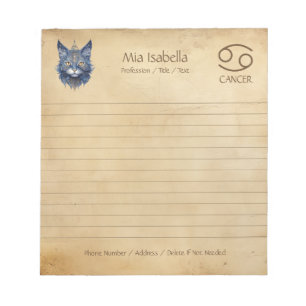 Zodiac Sign Cancer & Celestial Cat Notitieblok