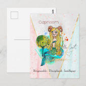 Zodiac Sign Capricorn Whimsical Symbolische Goat Briefkaart (Voorkant / Achterkant)