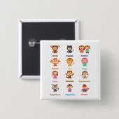 Zodiac Sign for Kids Vierkante Button 5,1 Cm (Voorkant /achterkant)