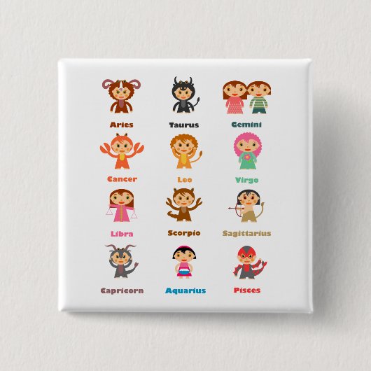 Zodiac Sign for Kids Vierkante Button 5,1 Cm (Voorkant)