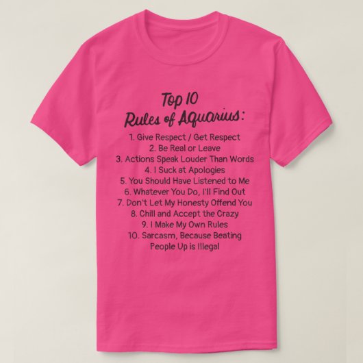 Zodiac Sign Funny Top 10 Rules of Aquarius2582 (Design voorkant)