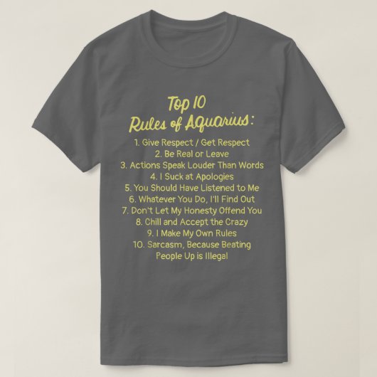 Zodiac Sign Funny Top 10 Rules Of Aquarius2584  (Design voorkant)