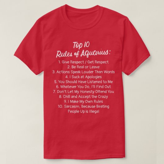 Zodiac Sign Funny Top 10 Rules Of Aquarius 2585  (Design voorkant)