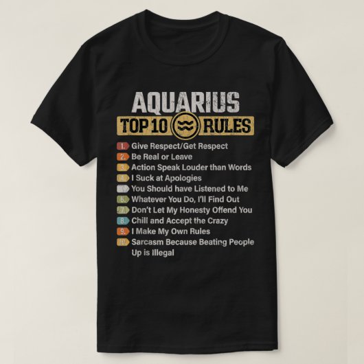 Zodiac Sign Funny Top 10 Rules of Aquarius Graphic (Design voorkant)