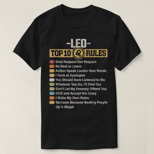 Zodiac Sign Funny Top 10 Rules of Leo Graphic (Design voorkant)